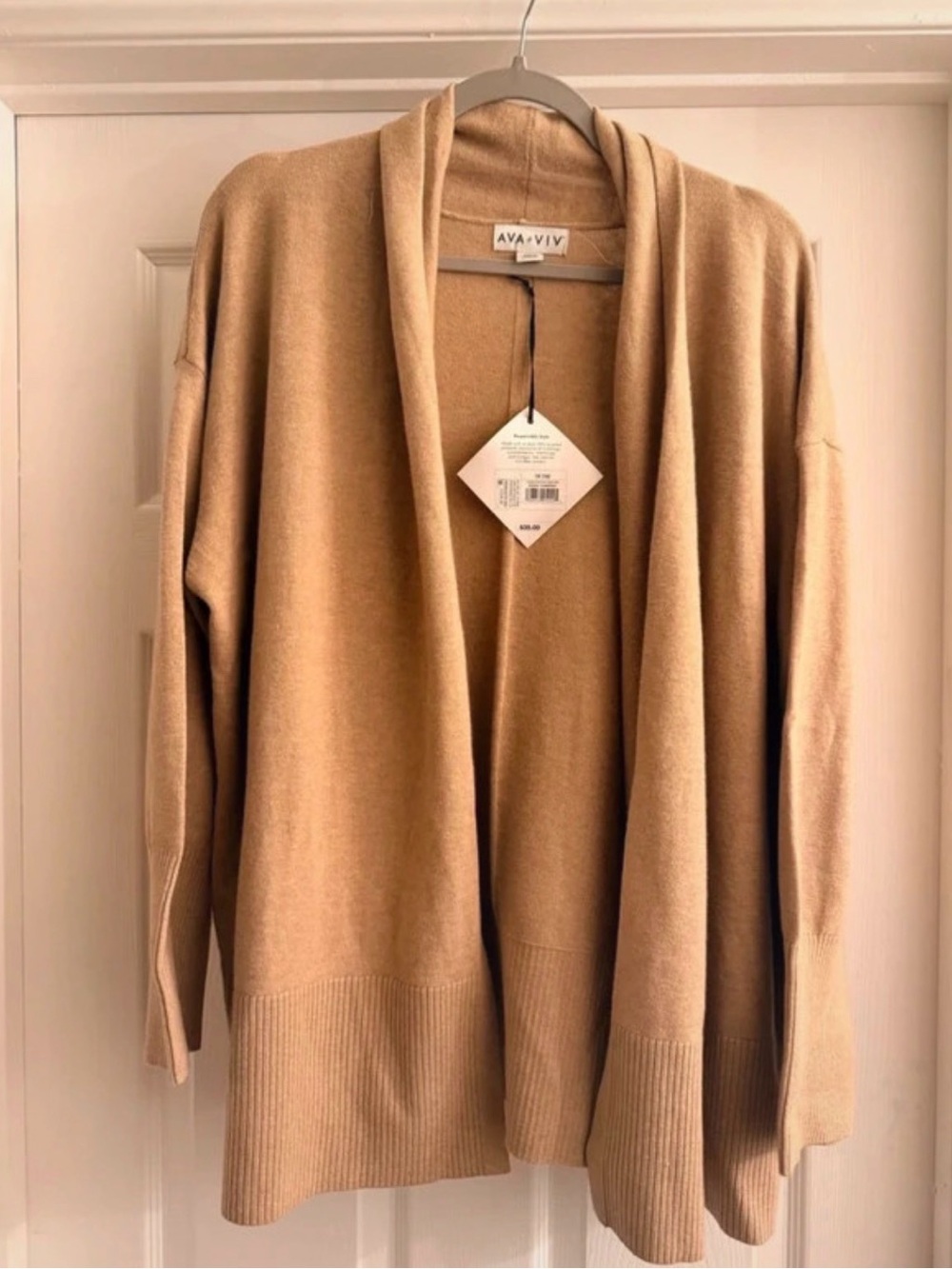 Ava & Viv Camel Open-Front Cardigan Sweater